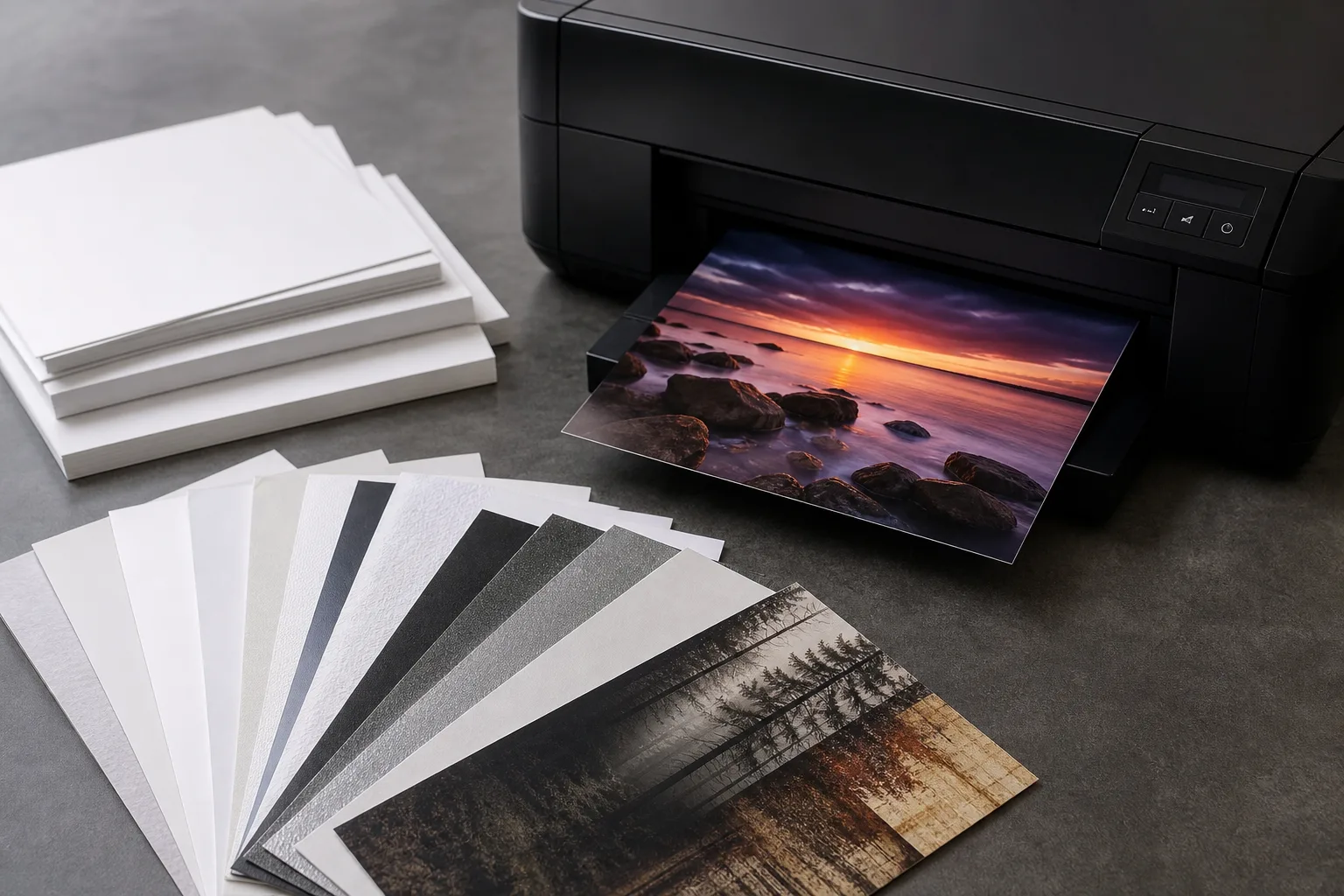 Materialwahl fuer Fotodrucker: Papier, Spezialmedien und Finish-Optionen