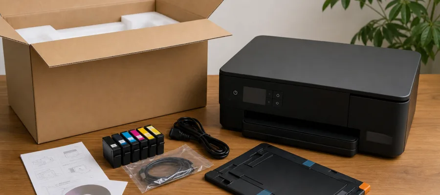 Fotodrucker auspacken und richtig einrichten: Erste Schritte